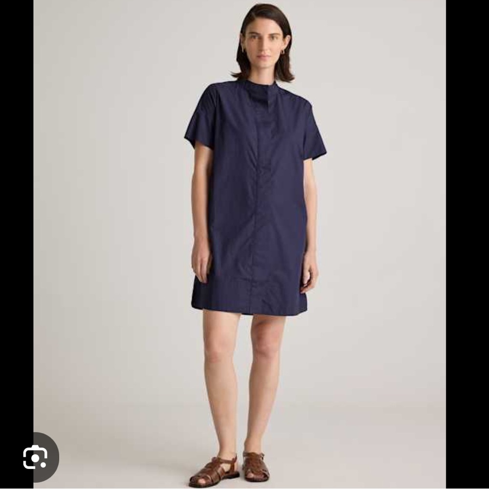 Quince Women's 100% Organic Cotton Short Sleeve Shirt Tunic Dress Size M